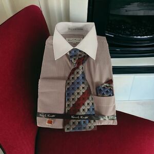 MEN'S KARL KNOX BURGUNDY- WHITE VERTICAL STRIPE COMBO SET. SX4482.